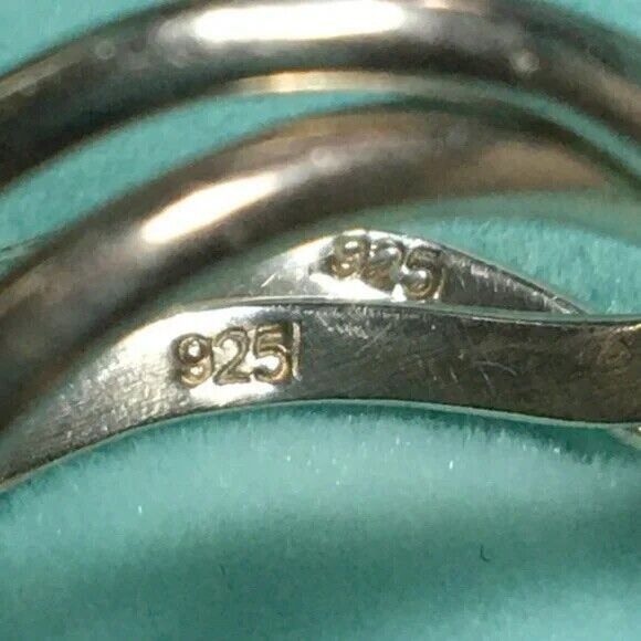 Sterling Silver Ring Set Wave Band Rings Size 7 Stacking Matching Couples Rings - Picture 2 of 9